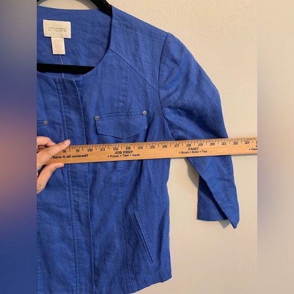 NWT Chicos Blue Linen Zippered Jacket size 00 - Picture 10 of 11